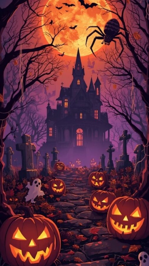 100+ Hình nền Halloween đẹp, kinh dị cho điện thoại, máy tính 51 Hình nền iPhone Halloween với bí ngô phát sáng nổi bật