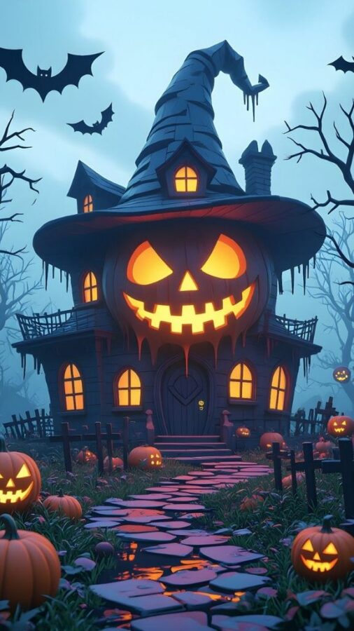 100+ Hình nền Halloween đẹp, kinh dị cho điện thoại, máy tính 59 Hình nền iPhone Halloween với lâu đài bí ngô ma quái rùng rợn