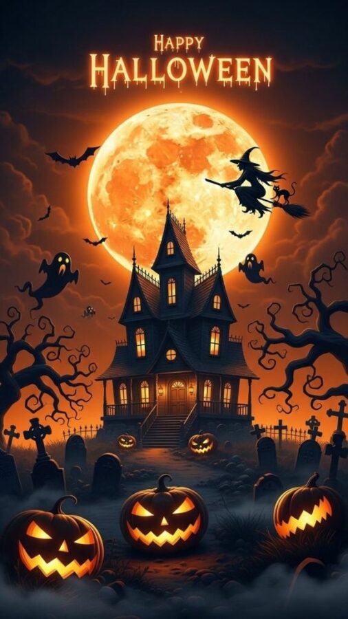 100+ Hình nền Halloween đẹp, kinh dị cho điện thoại, máy tính 62 Hình nền Halloween iPhone với gam màu đen và cam