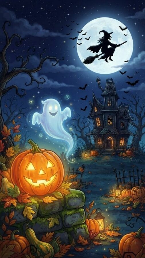 100+ Hình nền Halloween đẹp, kinh dị cho điện thoại, máy tính 63 Hình nền Android Halloween với bí ngô hoạt hình đáng yêu