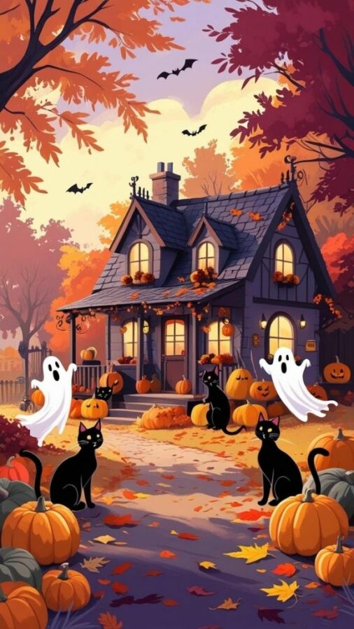 100+ Hình nền Halloween đẹp, kinh dị cho điện thoại, máy tính 67 Hình nền Android Halloween phong cách hoạt hình vui nhộn