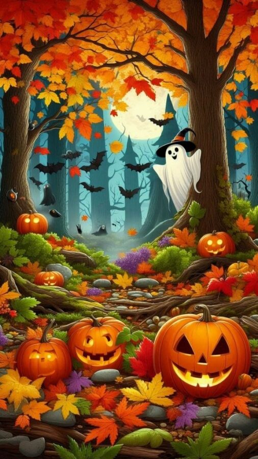 100+ Hình nền Halloween đẹp, kinh dị cho điện thoại, máy tính 68 Khu rừng huyền bí cho màn hình khóa điện thoại Android