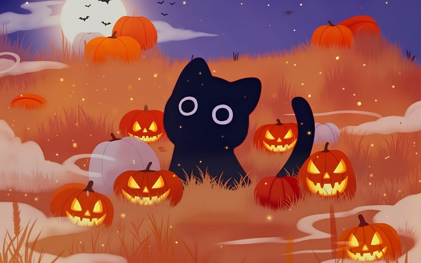 100+ Hình nền Halloween đẹp, kinh dị cho điện thoại, máy tính 7 Hình nền Halloween vui nhộn với mèo đen
