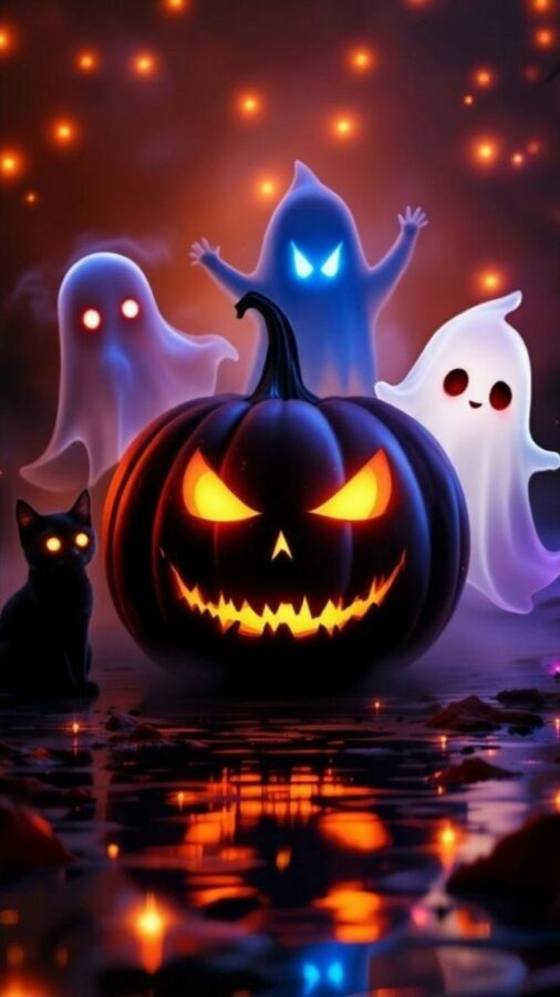 100+ Hình nền Halloween đẹp, kinh dị cho điện thoại, máy tính 100 Hình nền điện thoại Halloween 3D với ánh sáng cam