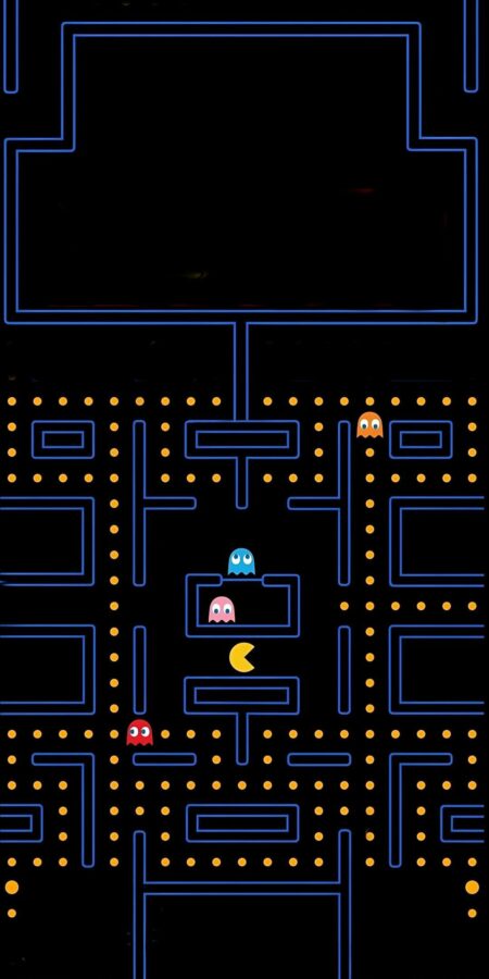 Mê cung Pac-Man cổ điển với nền đen huyền bí