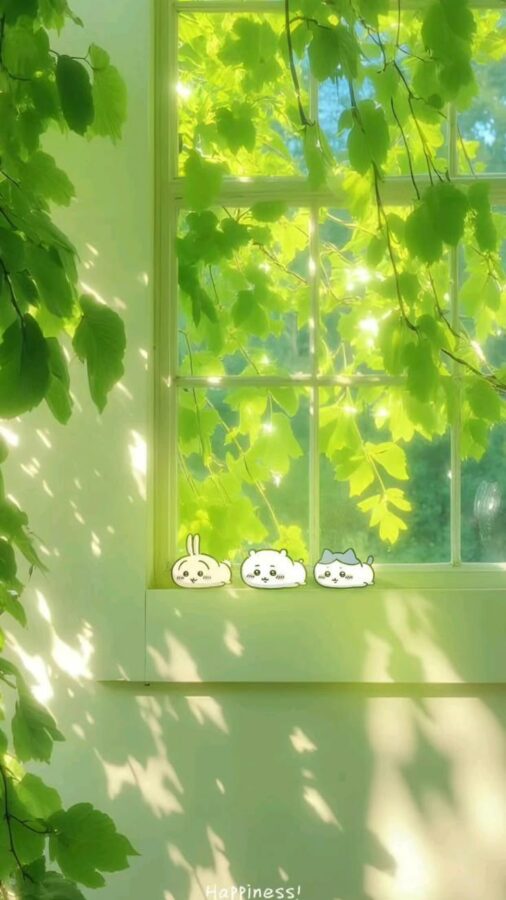 Bộ ba Chiikawa bên cửa sổ