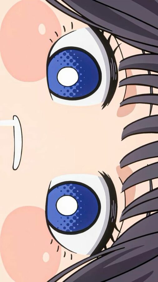 Cận cảnh đôi mắt xanh to tròn của nhân vật anime