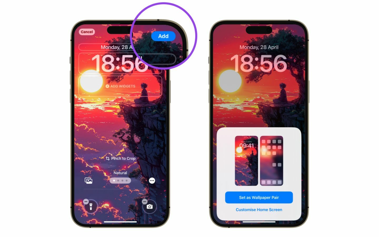 Nhấn Add để thêm hình nền