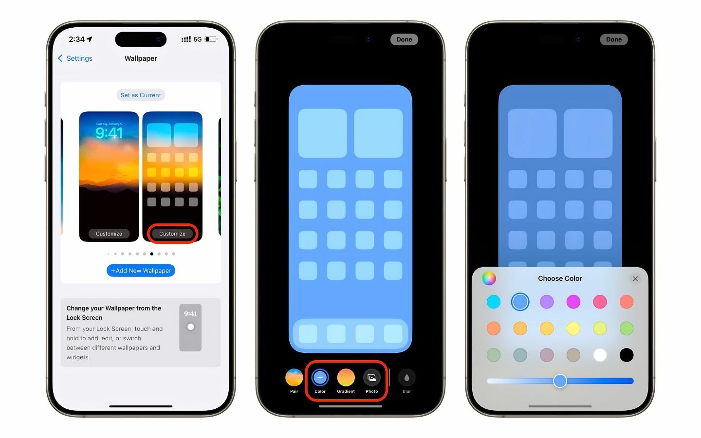 Chọn Customize để điều chỉnh ảnh nền theo ý muốn