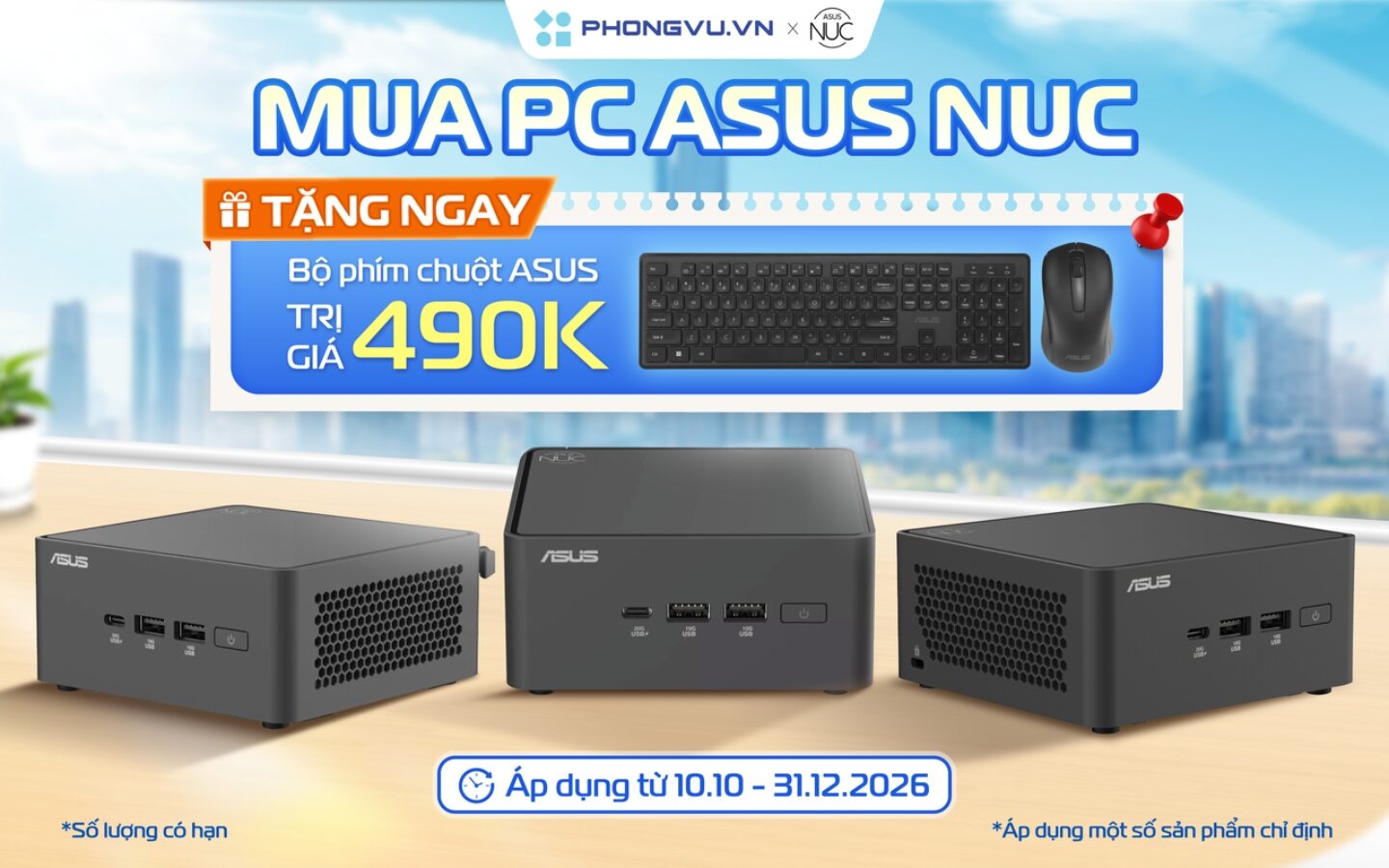 Mua ASUS NUC tặng combo phím chuột ASUS trị giá 490.000đ