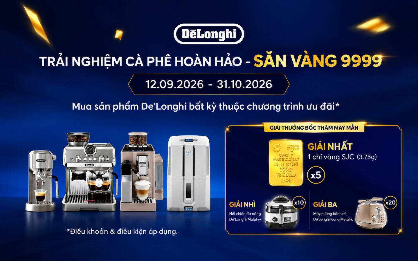 Mua máy pha cà phê De'Longhi, săn cơ hội nhận vàng 9999 tại Phong Vũ 1 Mua máy pha cà phê De'Longhi, săn cơ hội nhận vàng 9999 tại Phong Vũ