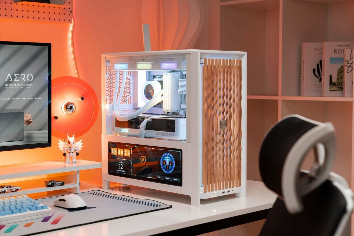 Ngoại hình của PC GIGABYTE X870E AERO X3D WOOD × CORSAIR - Phong Vũ