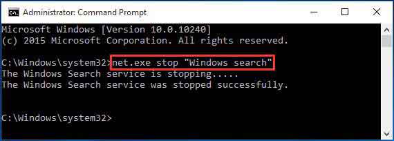 disable windows search to fix 100% disk usage-temporary