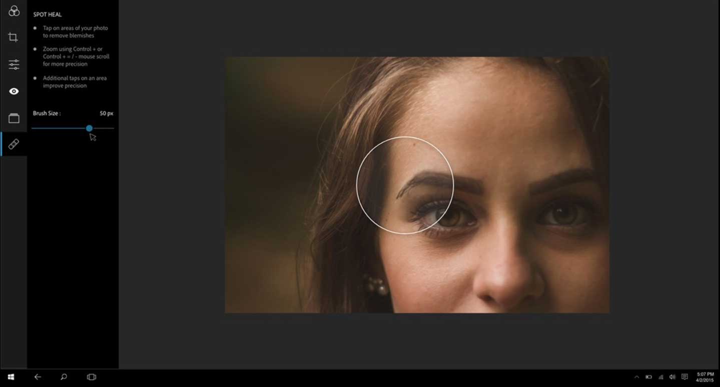 chỉnh sửa ảnh miễn phí Adobe Photoshop Windows Express spot heal