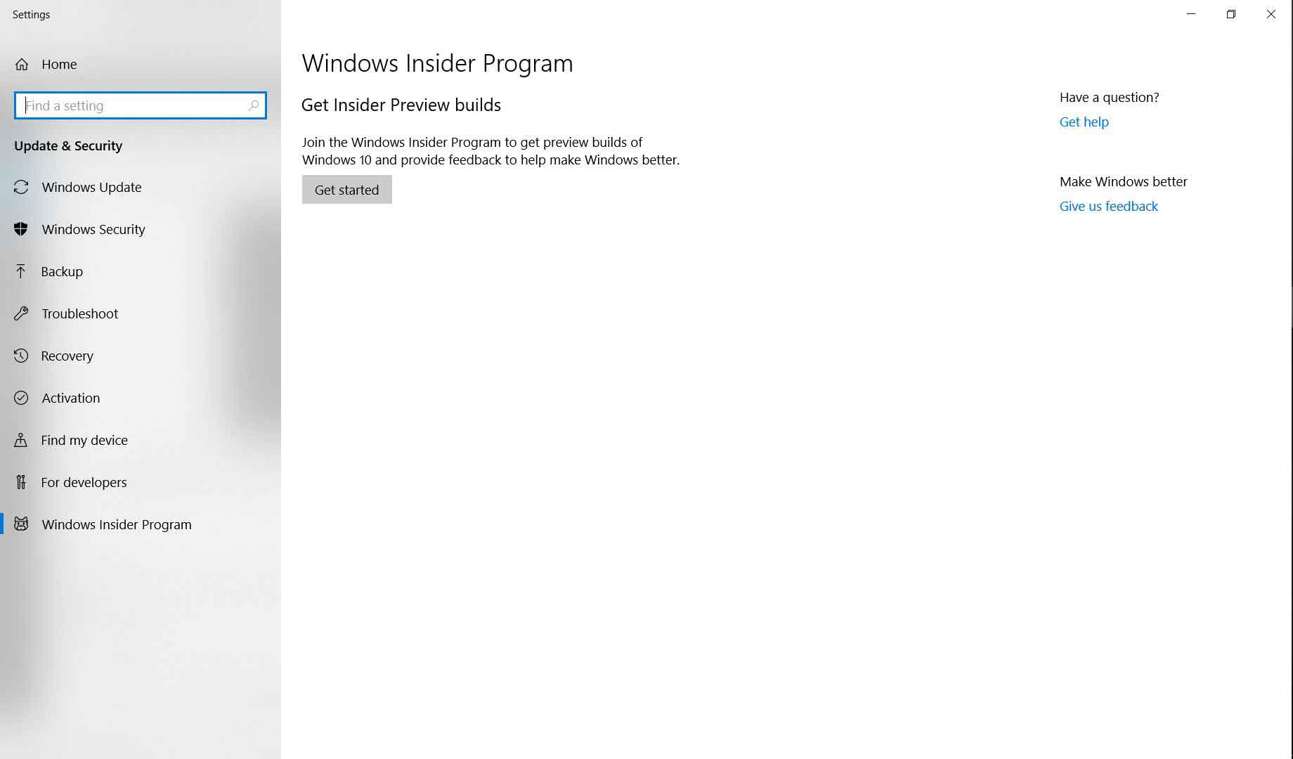 cửa sổ đăng kí windows insider program