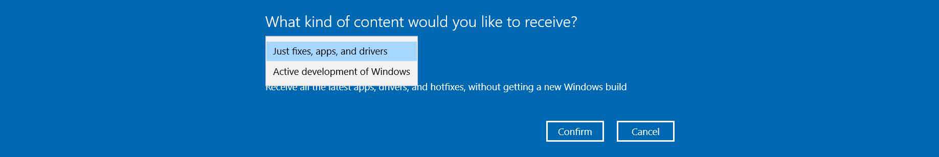 Lựa chọn nội dung update Windows Insider