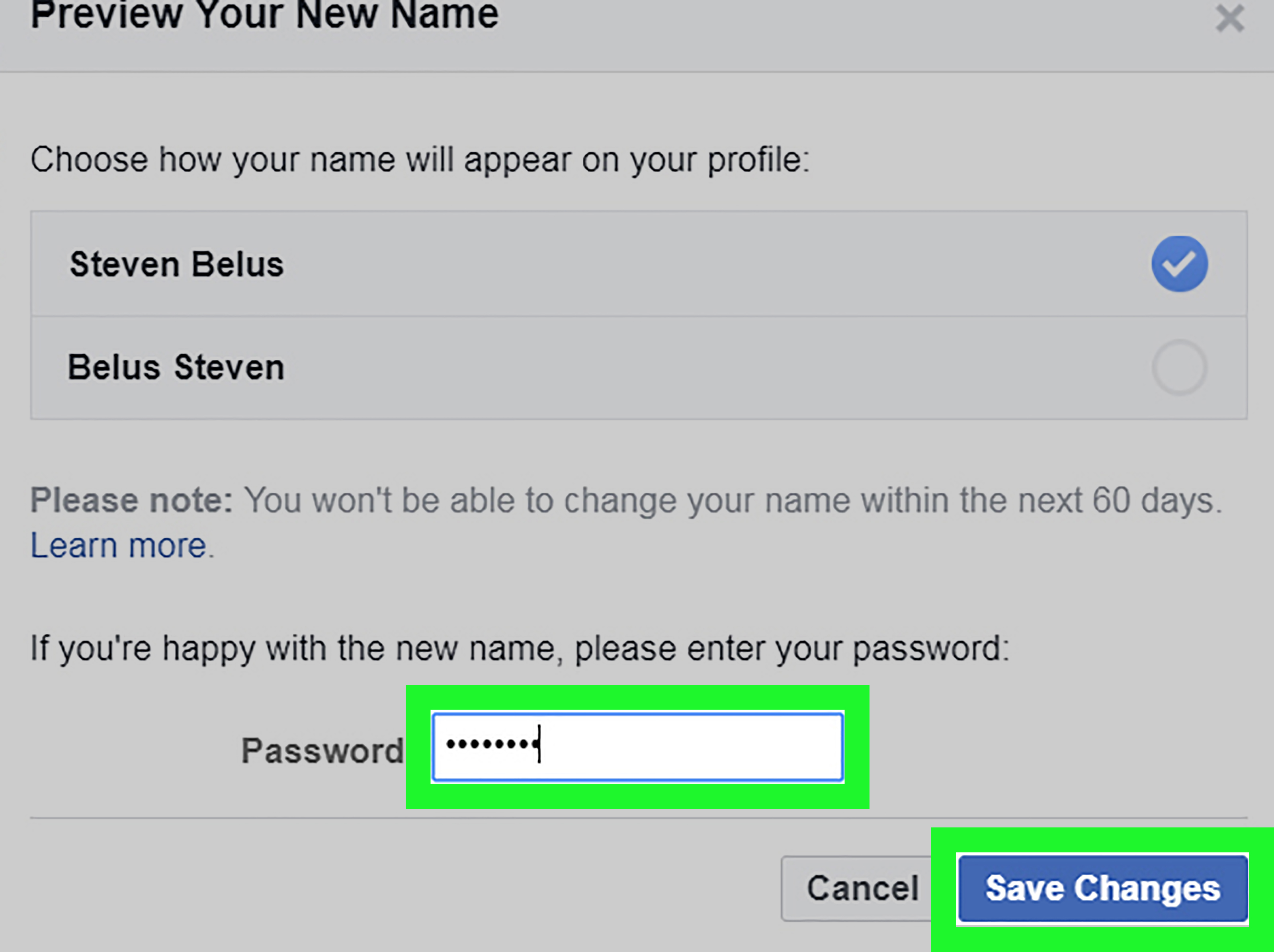 Change Your Name on Facebook Step 19