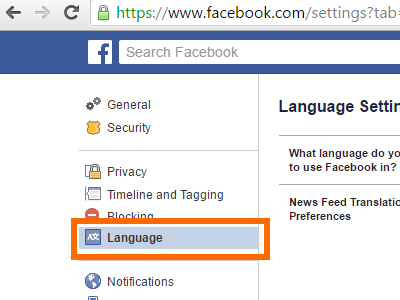 Facebook Settings Language
