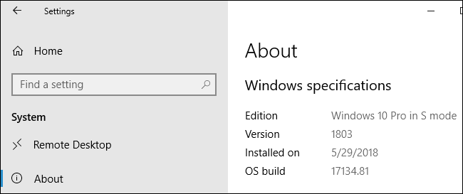 Cách kiểm tra Windows 10 S Mode