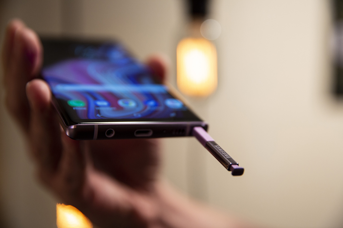 The Galaxy Note 9’s S Pen charges when it’s inserted into the phone.