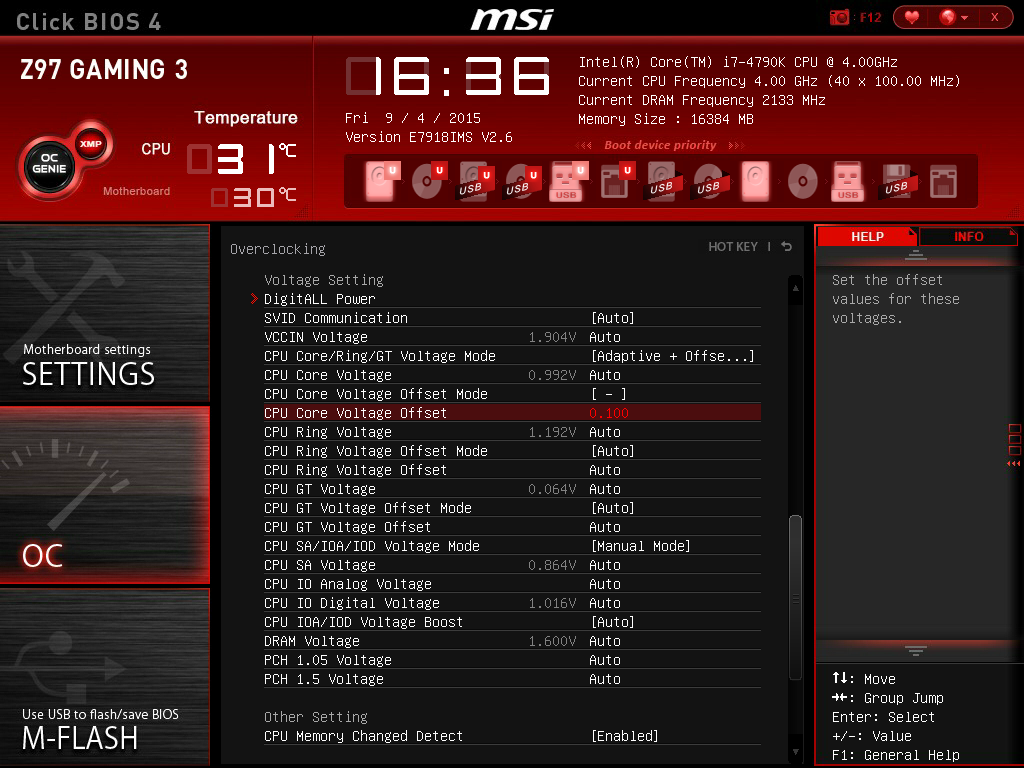 UnderVolt and OverClock in MSI mainboard