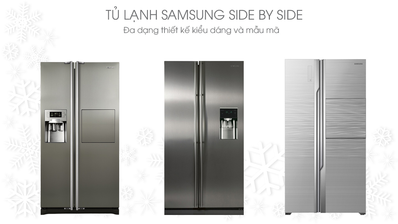  tủ lạnh Side by Side Samsung với mày sắc thiết kế đa dạng