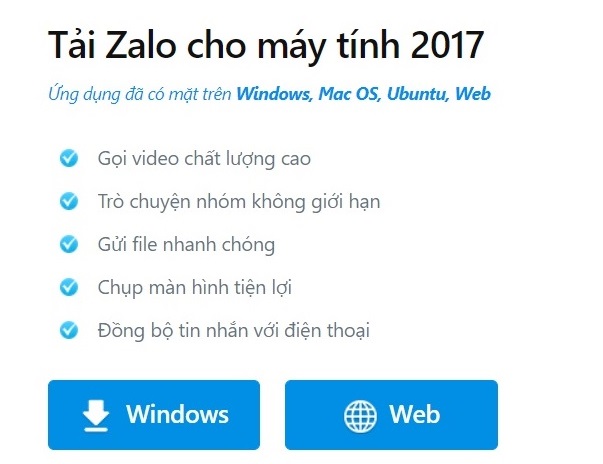 Tải Zalo cho máy tính 2017