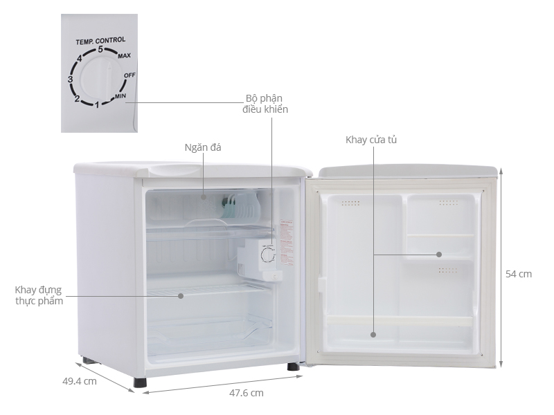 Tủ lạnh Sanyo SR-125RN 110 lít xanh làm đá nhanh giá rẻ tại Nguyễn Kim
