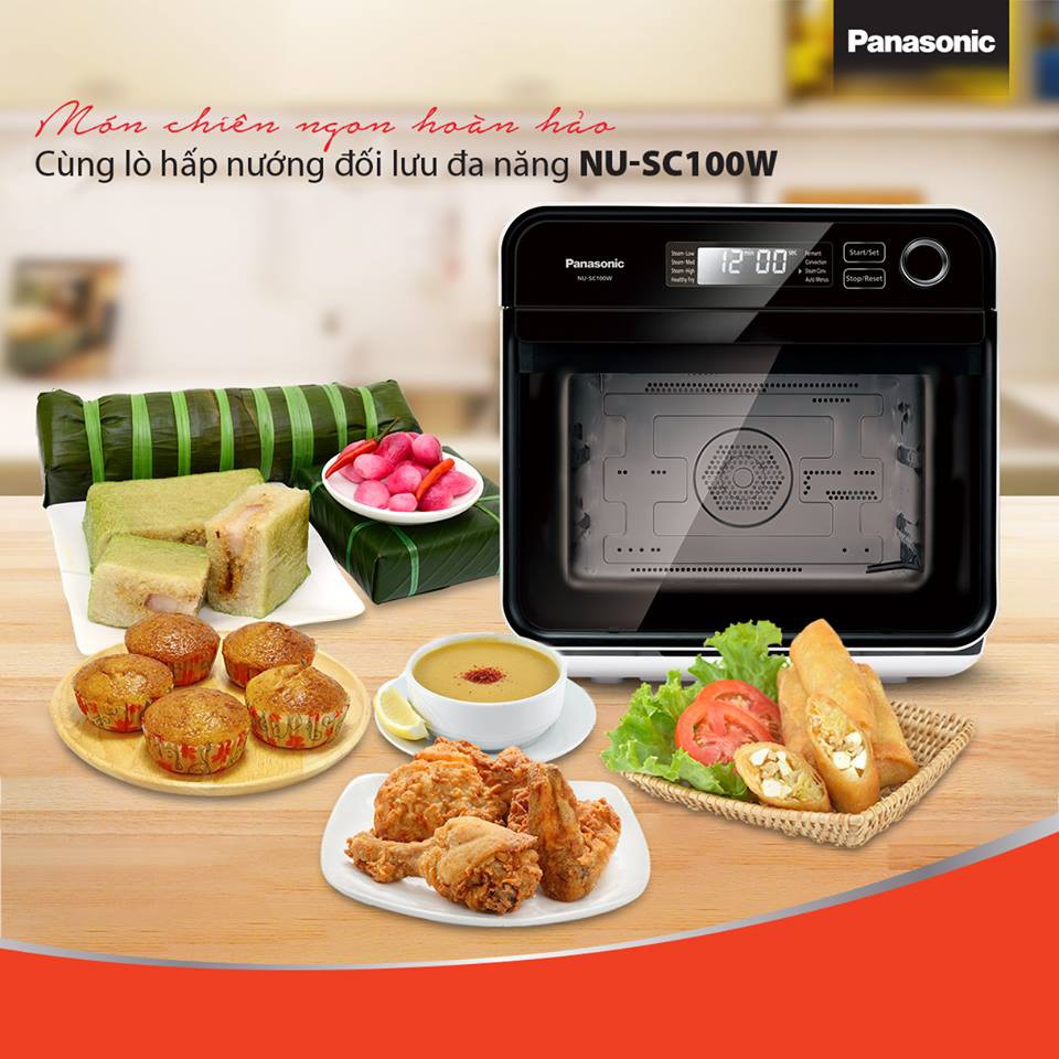 Lò nướng điện Panasonic PALN-NU-SC100WYUE vừa có thể dùng để nướng và hấp thực phẩm tiện lợi