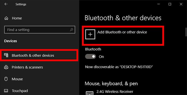 Kết nối bluetooth mang đến laptop