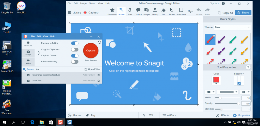 Phần mềm Snagit có nhiều tính năng đa dạng và quay được video như TeamView