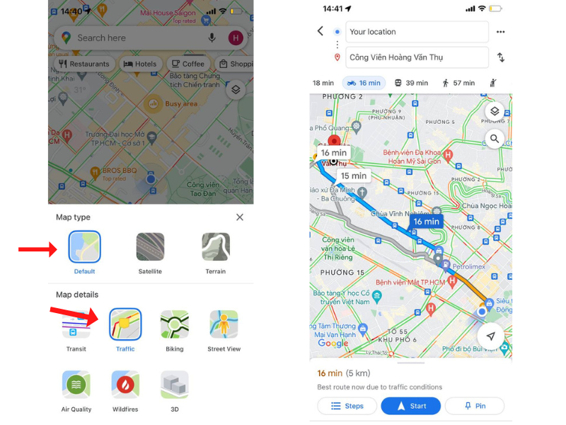 Hãy đừng lo lắng khi bị kẹt xe hay tắc đường, Google Maps sẽ là sự lựa chọn tốt nhất giúp bạn tìm đường đi nhanh nhất và an toàn nhất. Cùng trải nghiệm những khu vực đông đúc và sôi động bằng cách sử dụng Google Maps mọi lúc mọi nơi.