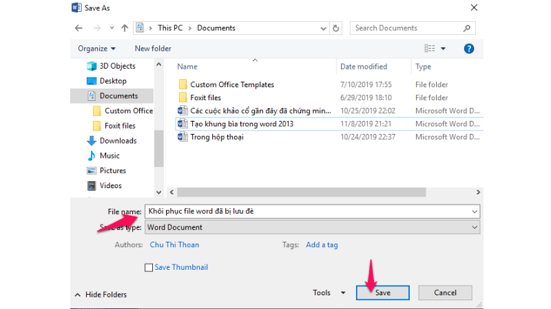 khoi phuc file word bi ghi de file word 3