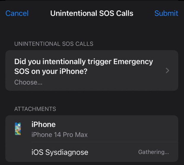 Báo cáo cuộc gọi SOS khẩn cấp ngoài ý muốn