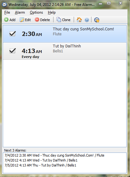 đặt báo thức laptop bằng