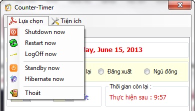 đặt báo thức laptop bằng Counter-timer