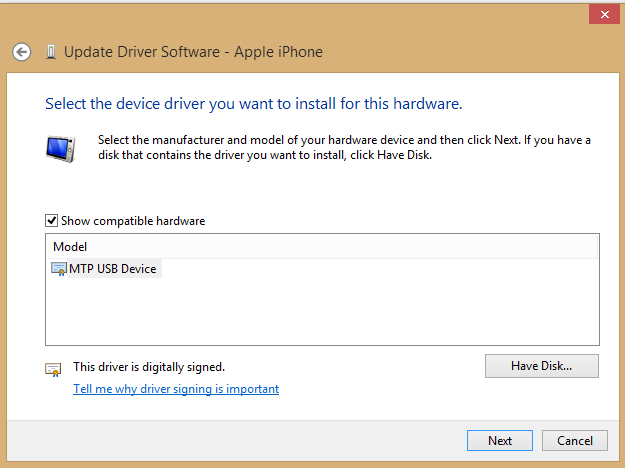  Browse My Computer for Driver Software > Let Me Pick From a List of Device Drivers on My Computer > Have Disk.